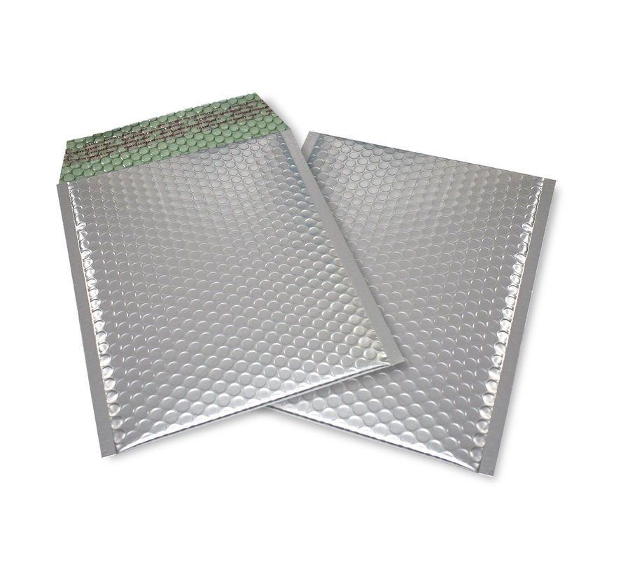 Zilver luchtkussen enveloppen metallic mat D 180 x 250 mm A5+ - Doos met 100 stuks