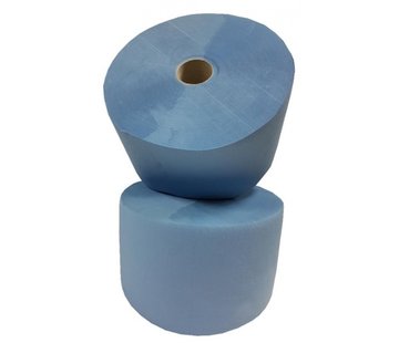Specipack Rouleau industriel collé 100% cellulose bleue 3 plis - 21,6 cm x 350 mètres - 2 rouleaux