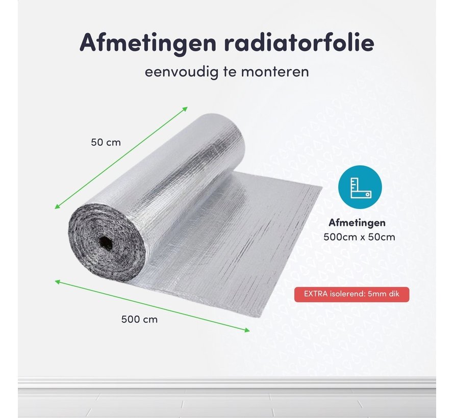 Radiatorfolie 500 cm x 50cm - Isolatiefolie voor verwarming