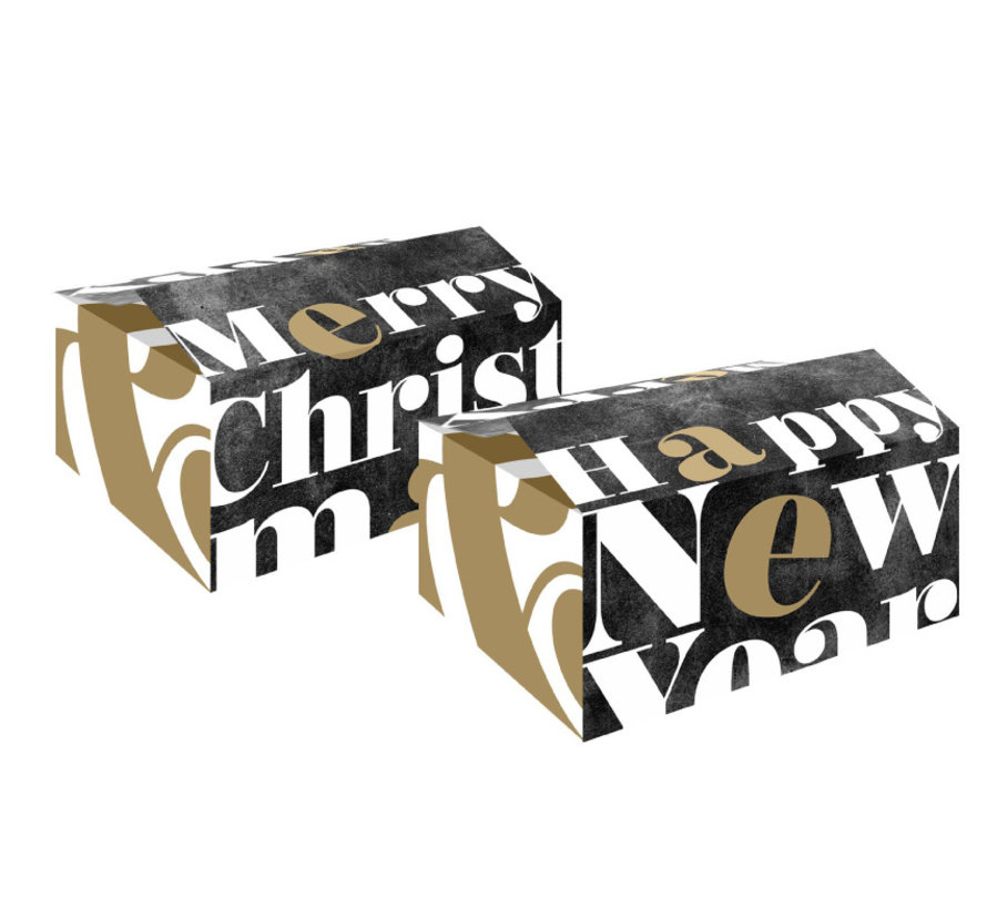 Boîtes cadeaux de Noël - noir et blanc - 490 x 390 x 270 mm - fardeau avec 15 boîtes