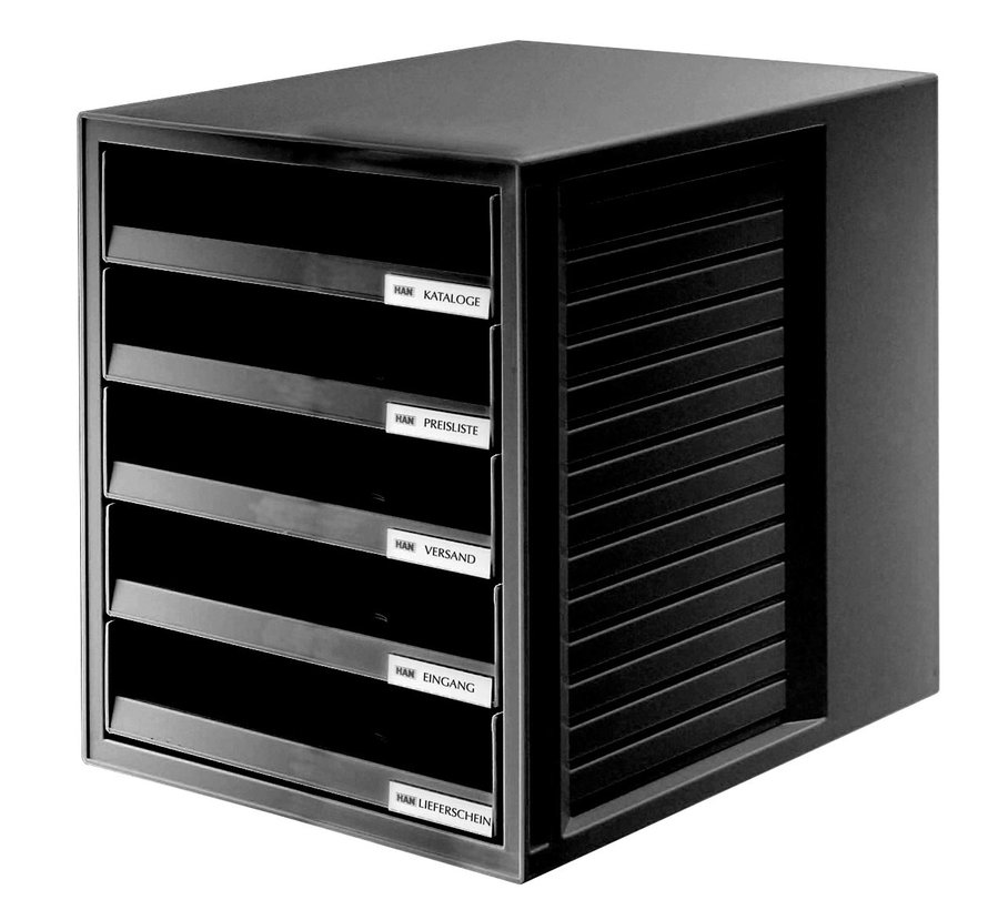 Meuble à tiroirs Han - tiroirs ouverts - noir