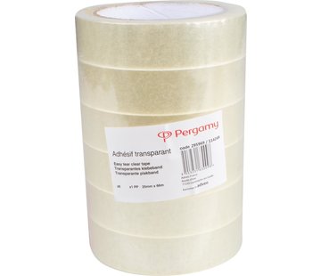 Bande adhésive Pergamy PP 25 mm x 66 m - Lot de 6 rouleaux