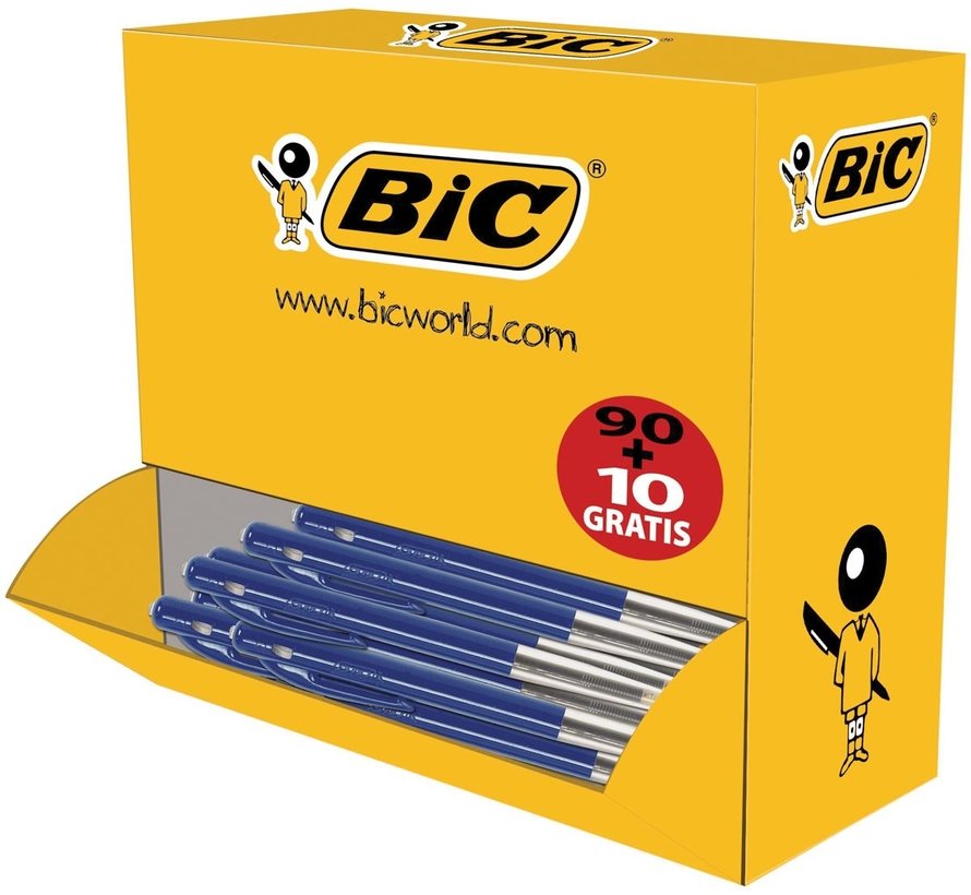 Bic balpen M10 Clic voordeelpak blauw - Pak met 100 pennen