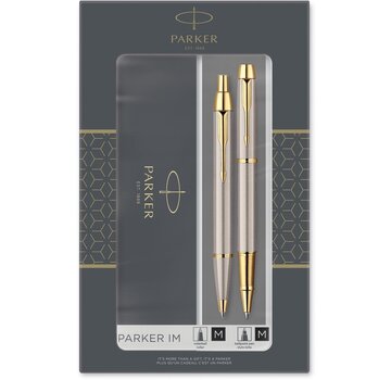 Parker IM Métal brossé GT Stylo roller + biros dans un coffret cadeau