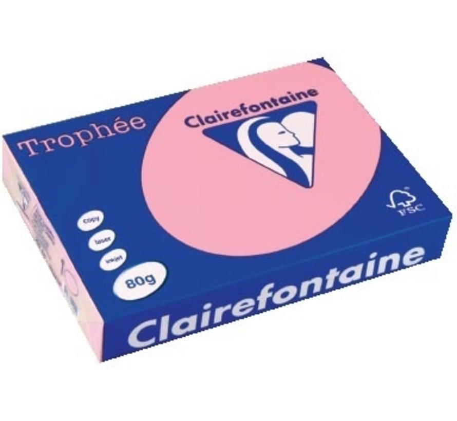 Clairefontaine Trophée  - Gekleurd Papier - A4, - 80 g - 500 vellen - Roze