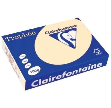 Clairefontaine Trophée Pastel - Papier de couleur - A4, - 160 g - 250 feuilles - Crème