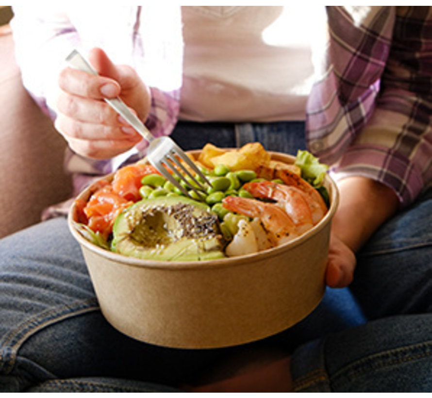 Salad bowl kraft - pokebowl - karton - 1000 ml / 32 oz - doos met 300 stuks