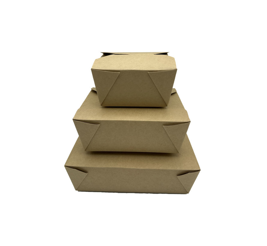 Oosterse maaltijdbox 750 ml / 26 oz- take away box kraft - klein - 400 stuks