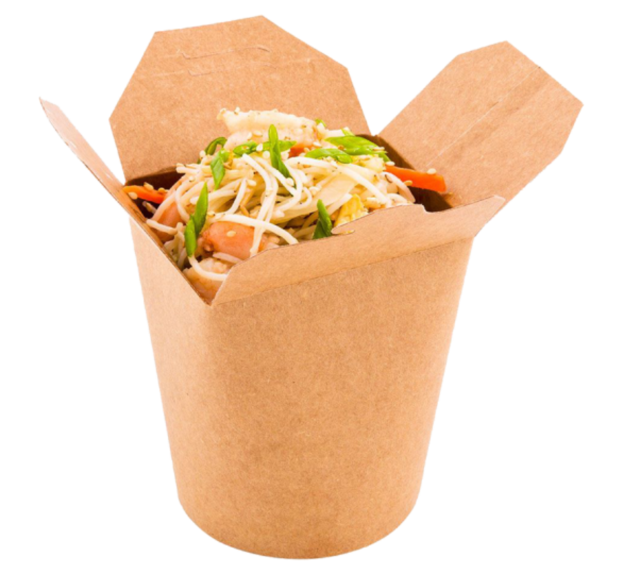 Noodle box kraft - bruin - wok to go - 450 ml 16 oz - 85 x 71 mm - 500 stuks