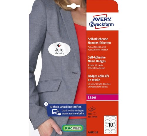 Avery Zweckform - Badges nominatifs auto-adhésifs - rond 65 mm - blanc - imprimante laser - 160 étiquettes - 20 feuilles