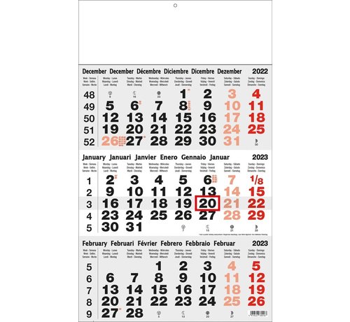 3-maandkalender  - Classic Grijs - 2024