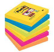 Post-it Super Sticky Notes Carnaval - 76 x 76 mm - Lot de 6 blocs - 90 feuilles par bloc