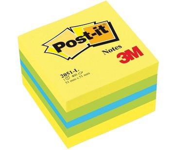 Post-it Notes Mini Kubus - 400 vellen - 51 x 51 mm - Groen, Geel, Blauw
