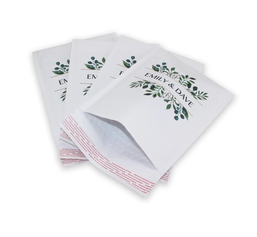 Bruine luchtkussen enveloppen G bedrukt - Bubbelenvelop 230 x 340 mm bedrukt met eigen ontwerp - Doos met 100 stuks