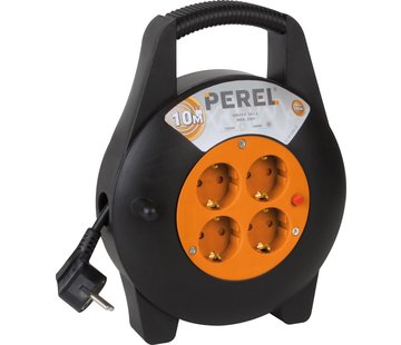 Perel - enrouleur de câble - 3G1.5 - avec 4 prises -10 m