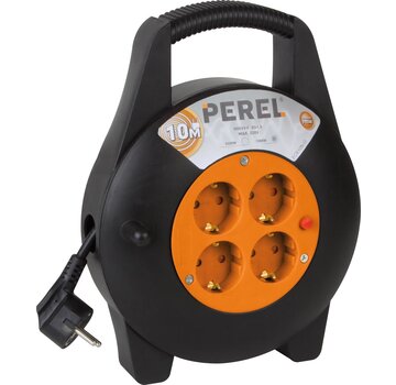 Perel - kabelhaspel - 3G1.5 -met 4 stopcontacten -10 m
