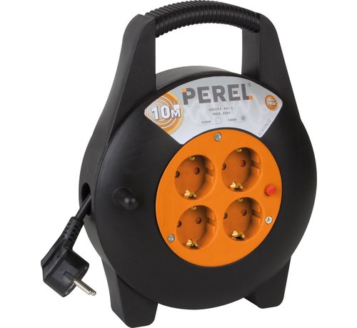 Perel - kabelhaspel - 3G1.5 -met 4 stopcontacten -10 m