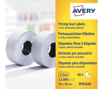 Avery - PLR1626 - étiquettes pour barres de prix - non permanentes - 26 x 16mm - 12 000 étiquettes - blanches