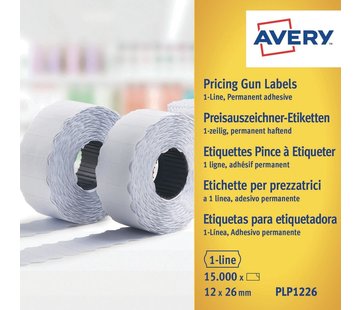 Avery - PLP1226 - etiketten voor prijstang permanent - 12 x 26 mm - 15 000 etiketten - wit