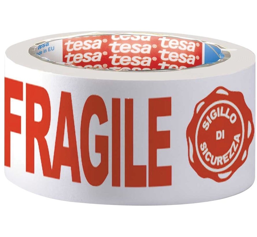 Tesa - verpakkingsplakband - FRAGILE - 50 mm x 66 m