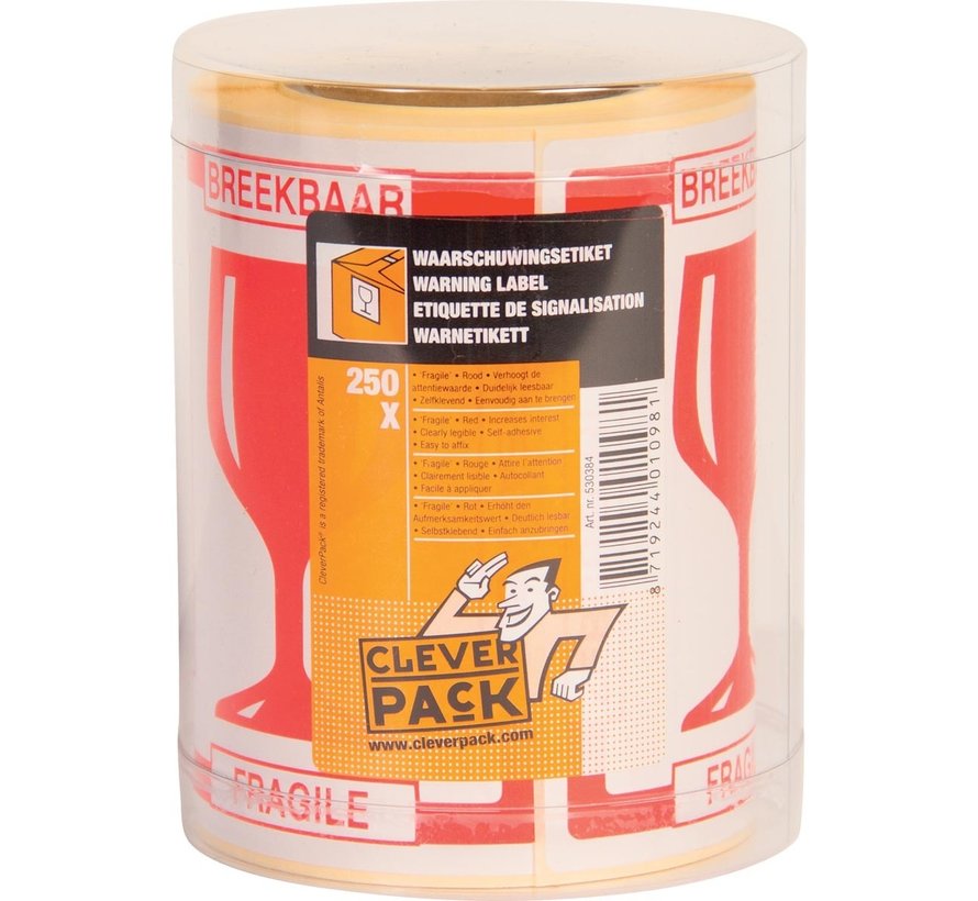 Cleverpack - étiquettes fragiles - paquet de 250 pcs.