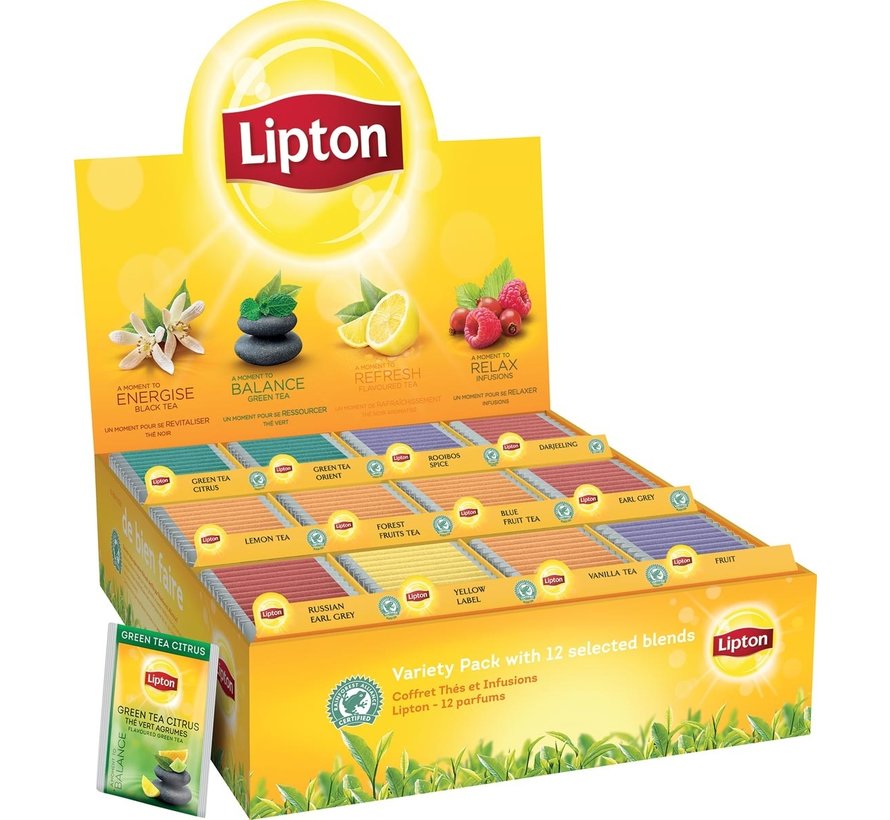 Lipton Variety Pack - 12 saveurs - présentoir avec 180 sachets