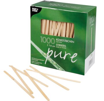 Roerstaafje uit hout - 14 cm - pak met 1000 stuks