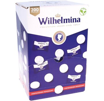 Wilhelmina pepermunt - dispenser met  200 stuks - per stuk verpakt