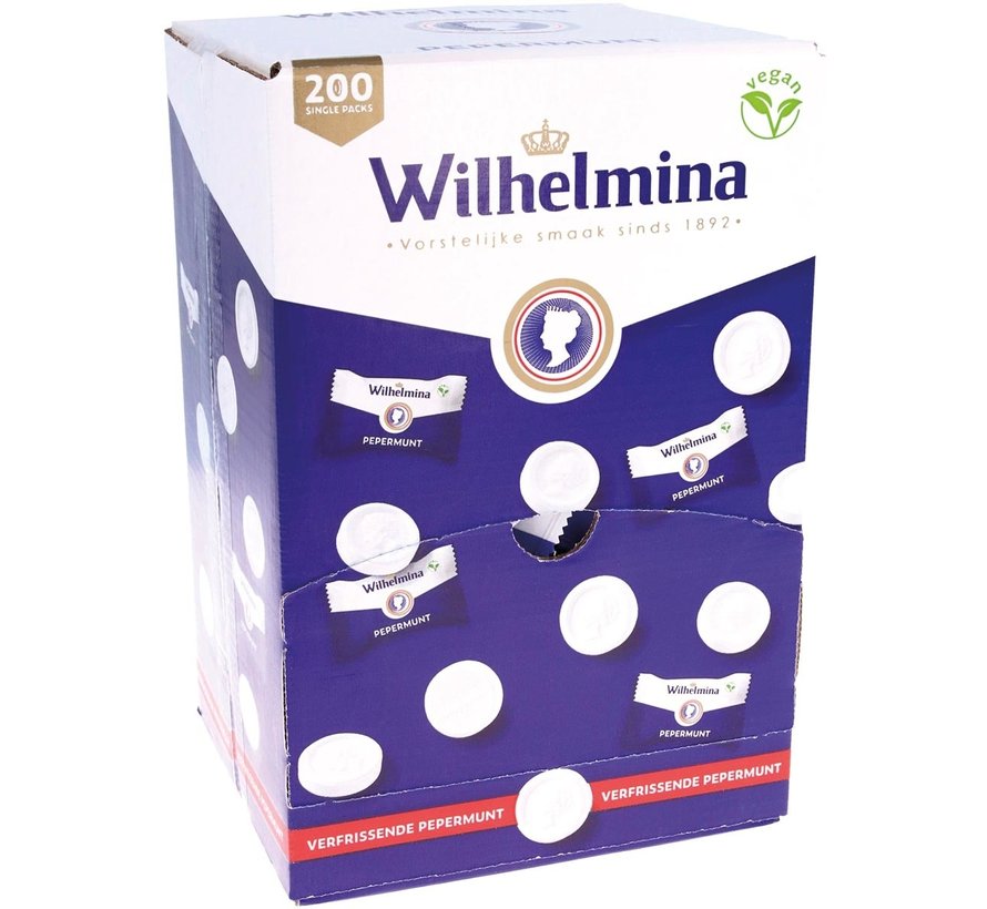 Wilhelmina peppermint - distributeur de 200 pièces - emballé individuellement