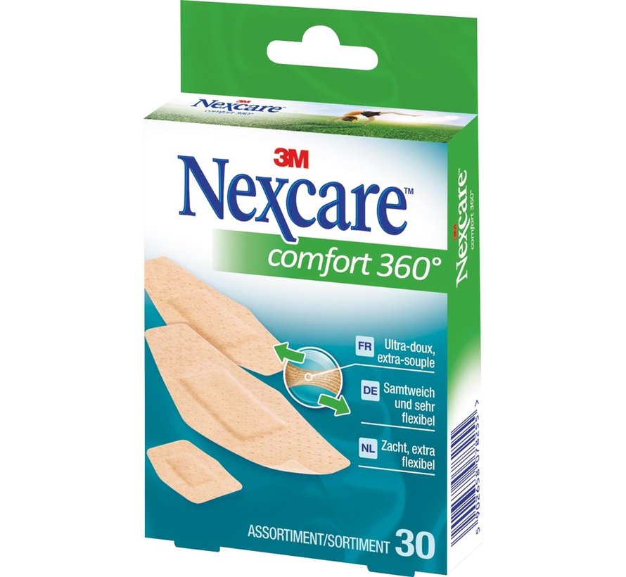 Emplâtre 3M - Nexcare Comfort 360° - 3 tailles - paquet de 30 pièces