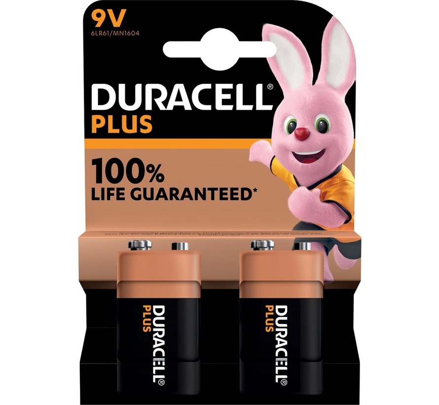 Duracell - pile Plus 100% - 9V - 2 pièces