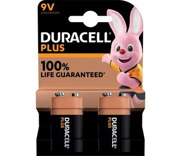 Duracell - batterij Plus 100% - D -  9V - 2 stuks