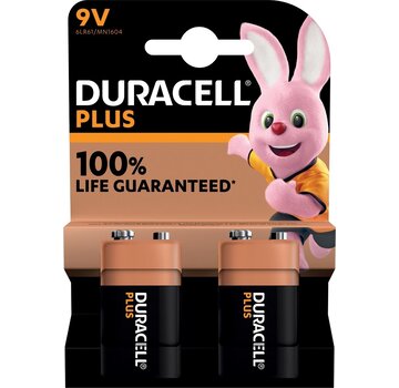Duracell - batterij Plus 100% - D -  9V - 2 stuks