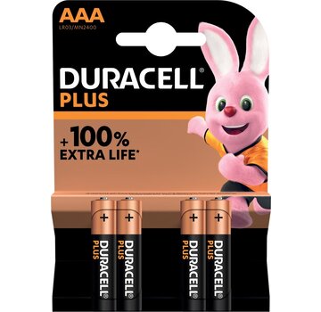 Duracell - pile Plus 100% - AAA - 4 pièces