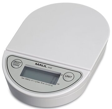 MAUL - balance postale - ovale 2 kg ( /1gr)- batterie incluse - blanc