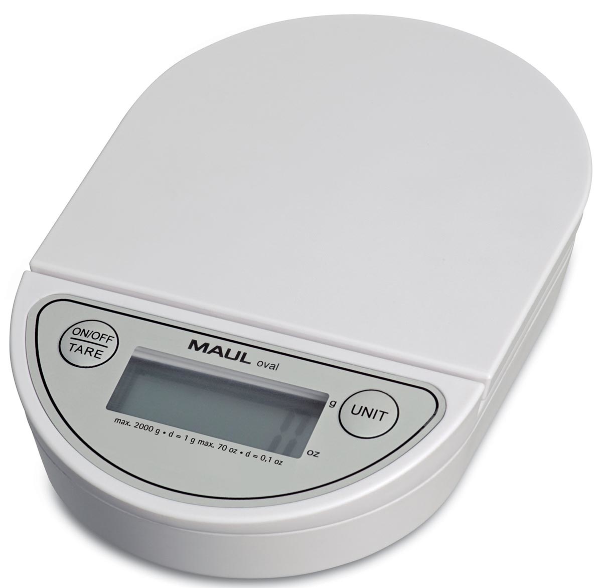 MAUL - balance postale - ovale 2 kg ( /1gr)- batterie incluse - blanc 