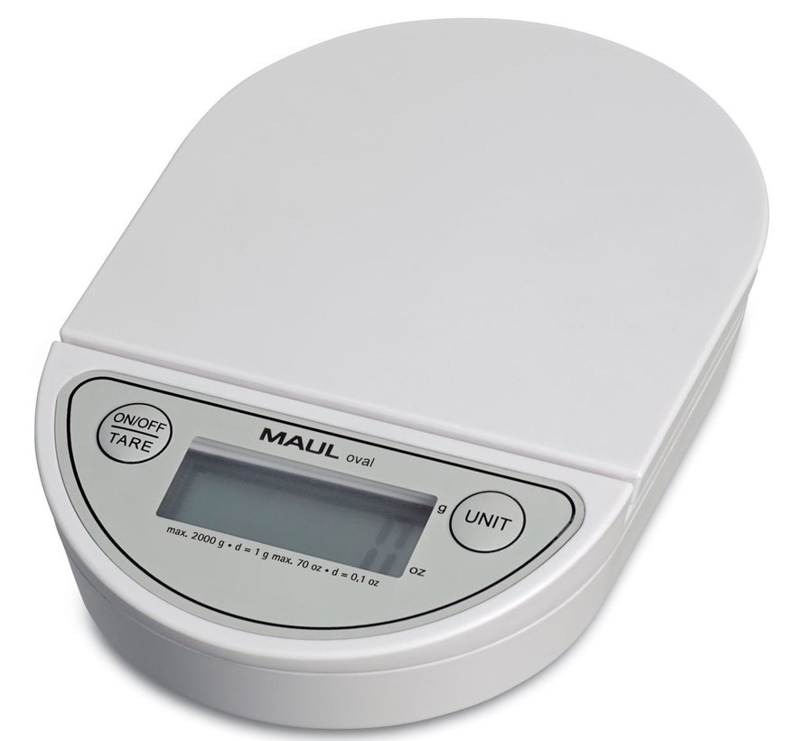 MAUL - postweegschaal Alpha -  5 kg ( /1gr) -  incl. batterij  - wit