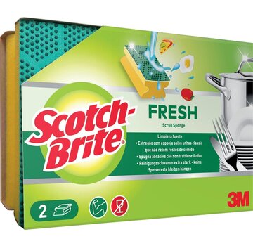 Scotch Brite - éponge abrasive Fresh - avec protection des ongles - paquet de 2 pièces