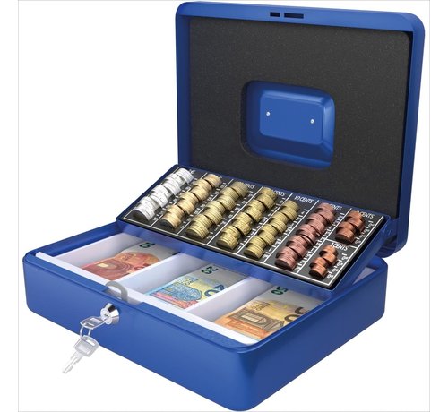 Acropaq - geldkoffer met muntsorteerder-  30 x 24 x 9 cm - blauw