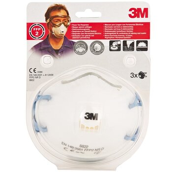 3M - masque anti-poussière fine + soupape d'expiration - degré de protection FFP2 - 3 pièces