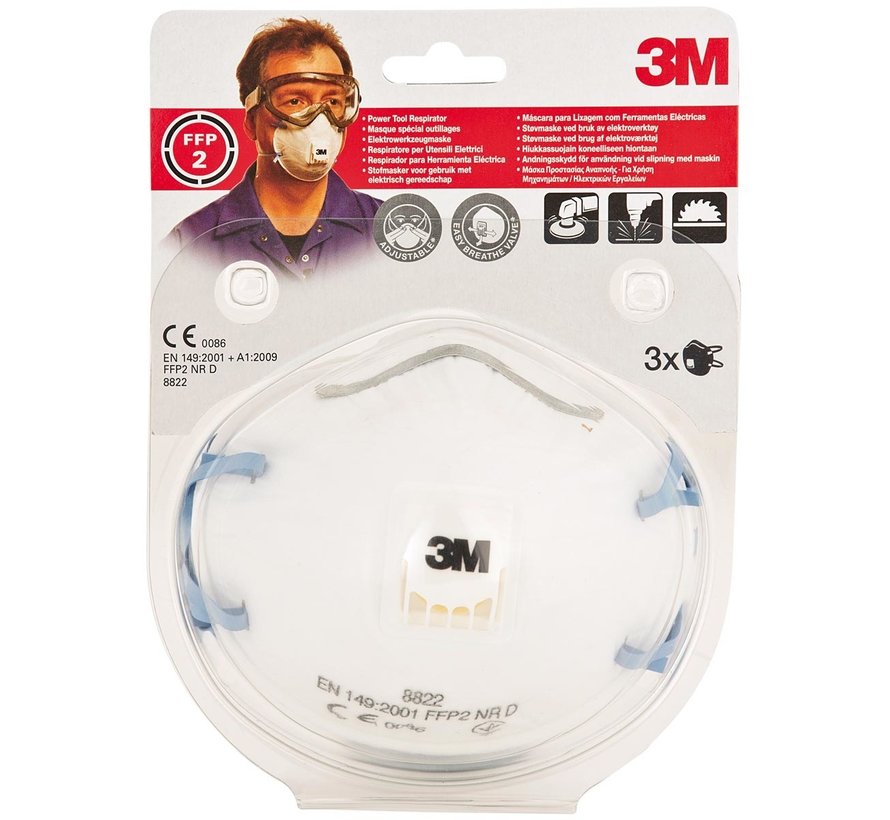 3M - masque anti-poussière fine + soupape d'expiration - degré de protection FFP2 - 3 pièces