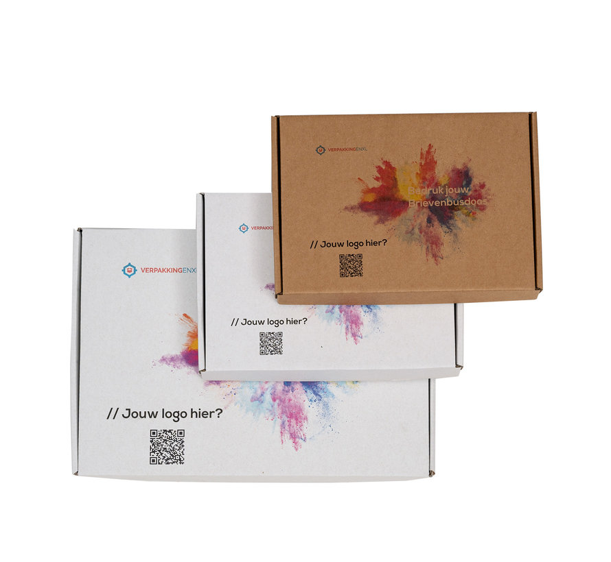 Boîte aux lettres en carton ondulé E-corrugated printed 220 x 155 x 30 mm A5 White - Lot de 100 boîtes aux lettres imprimées avec votre propre design