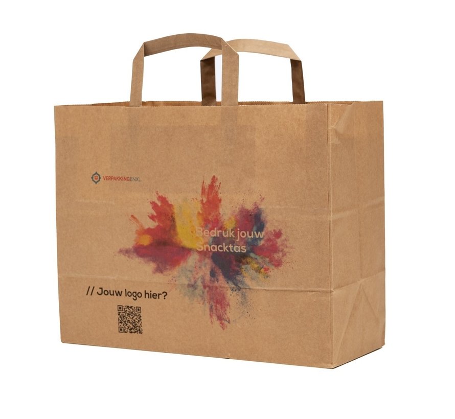 Sacs en papier imprimés - 54 x 15 x 49 cm - Par lot de 100 - Choix de la couleur et du type de poignée