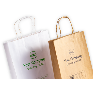 Specipack Bedrukte papieren draagtas - gedraaid koord - 45 x 16 x 48 cm - wit kraftpapier - 100 stuks