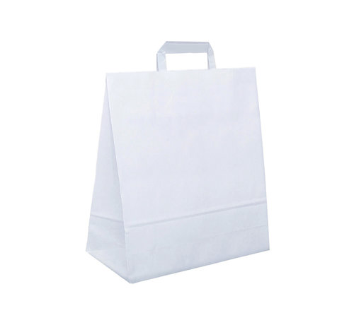 Specipack Papieren tas 25 x 15 x 32 cm - Draagtas papier wit platte handgreep - Doos met 200 stuks