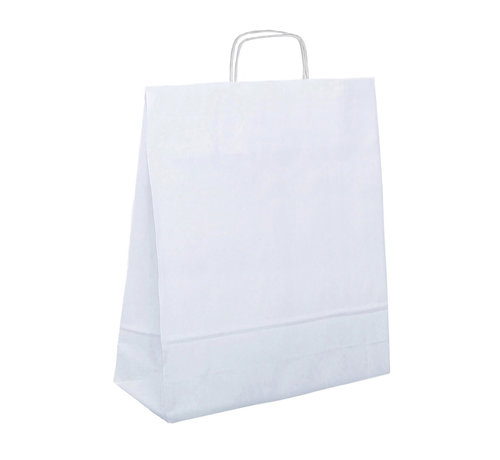 Specipack Papieren tas 32 x 12 x 40 cm - Draagtas papier wit gedraaid koord - Doos met 200 stuks