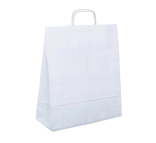 Specipack Sac en papier 32 x 12 x 40 cm - Sac de transport en papier blanc cordon torsadé - Boîte de 200 pièces