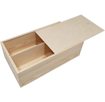 Specipack Coffret à vin en bois pour 2 bouteilles - avec couvercle coulissant - 34 cm x 19,5 cm x 9,5 cm - avec cordon de transport