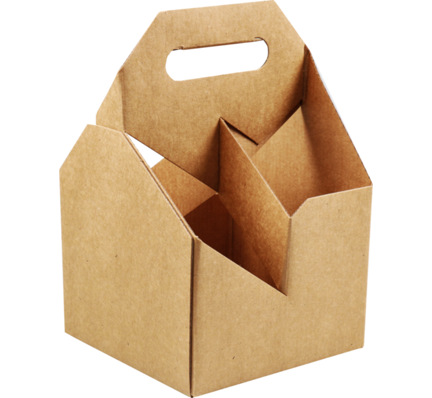 Draagtray karton - voor 4 flessen - bier - 15 stuks in verpakking