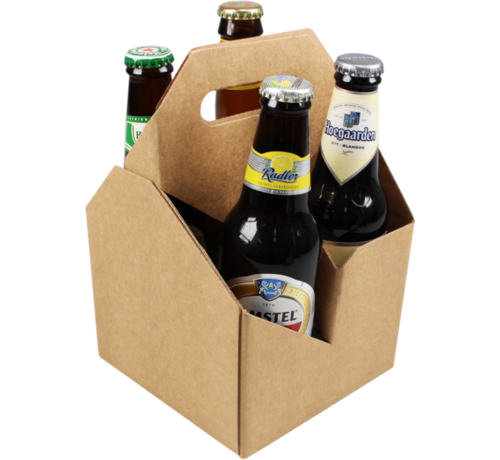 Specipack Plateau de transport en carton - pour 4 bouteilles - bière - paquet de 25 pièces